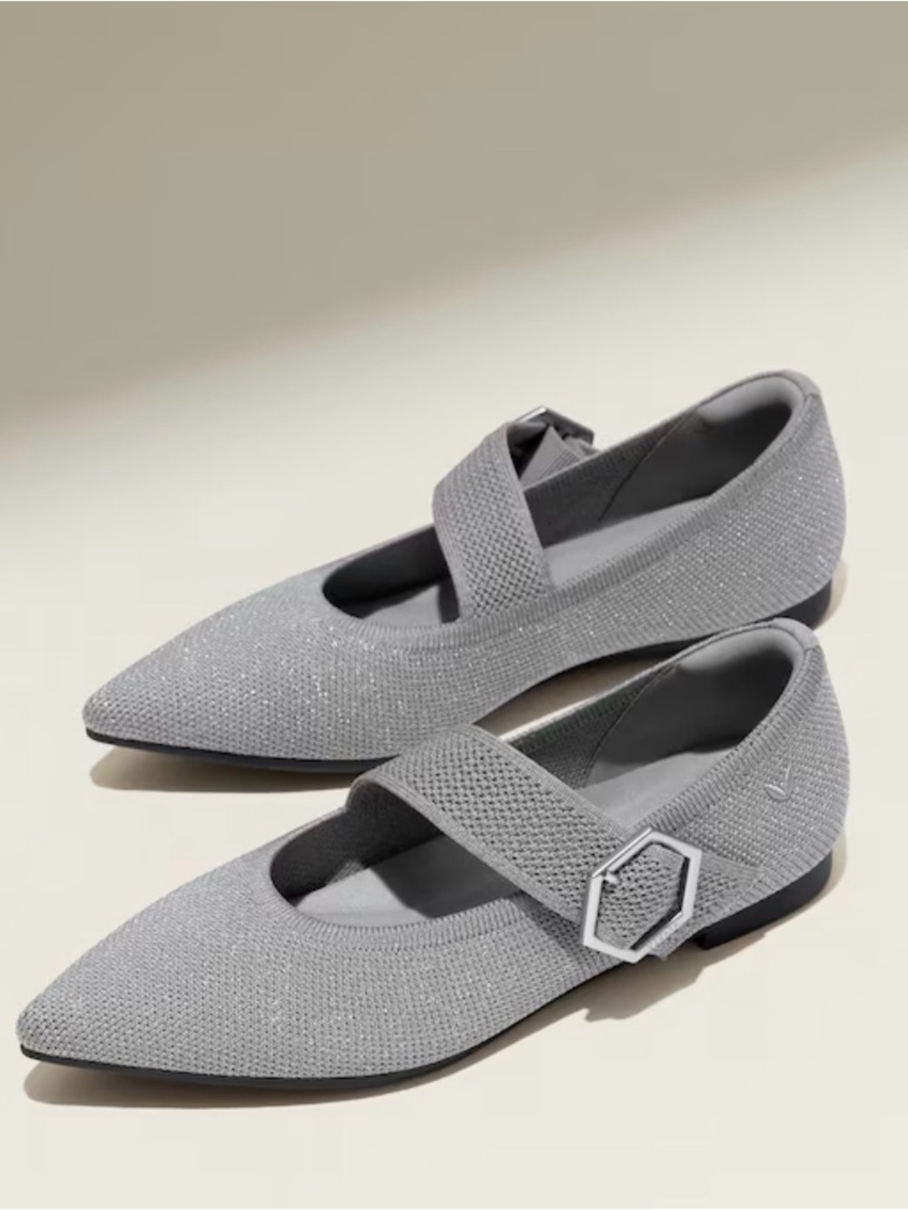 NWOT Grey Knit Mary Jane Flat with Buckle - Picture 6 of 15